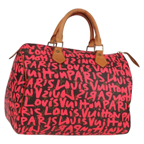 LOUIS VUITTON Monogram Graffiti Speedy 30 Bag Orange M93705 LV Auth 116267AM - Picture 1 of 16